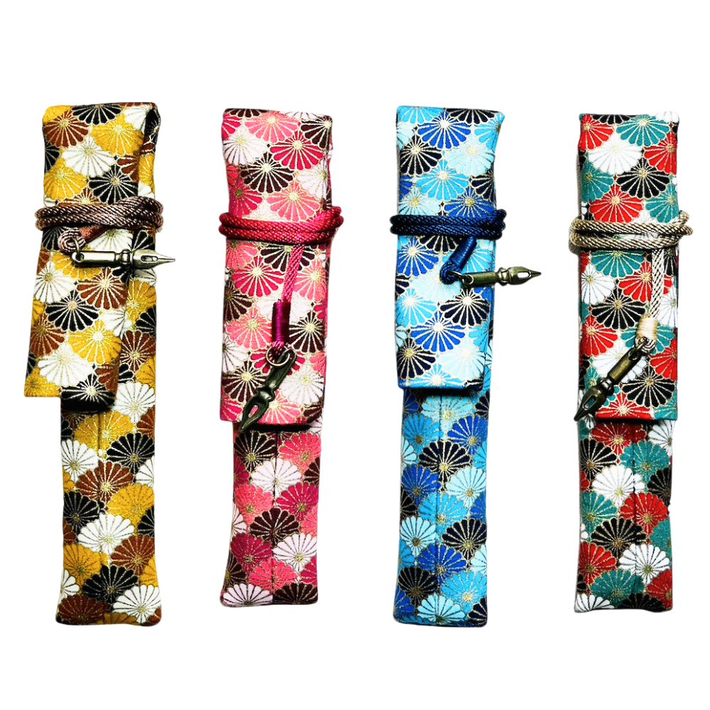 Kyoku haku Japanese kiku pattern blue Pen Sleeve für 1 Schreibgerät