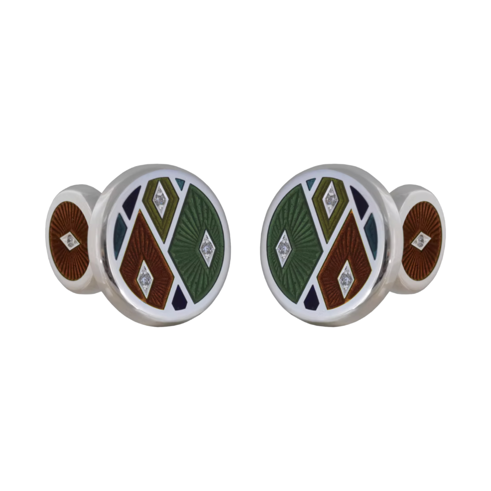 David Oscarson – Harlequin Cufflinks - Olive Coffee
