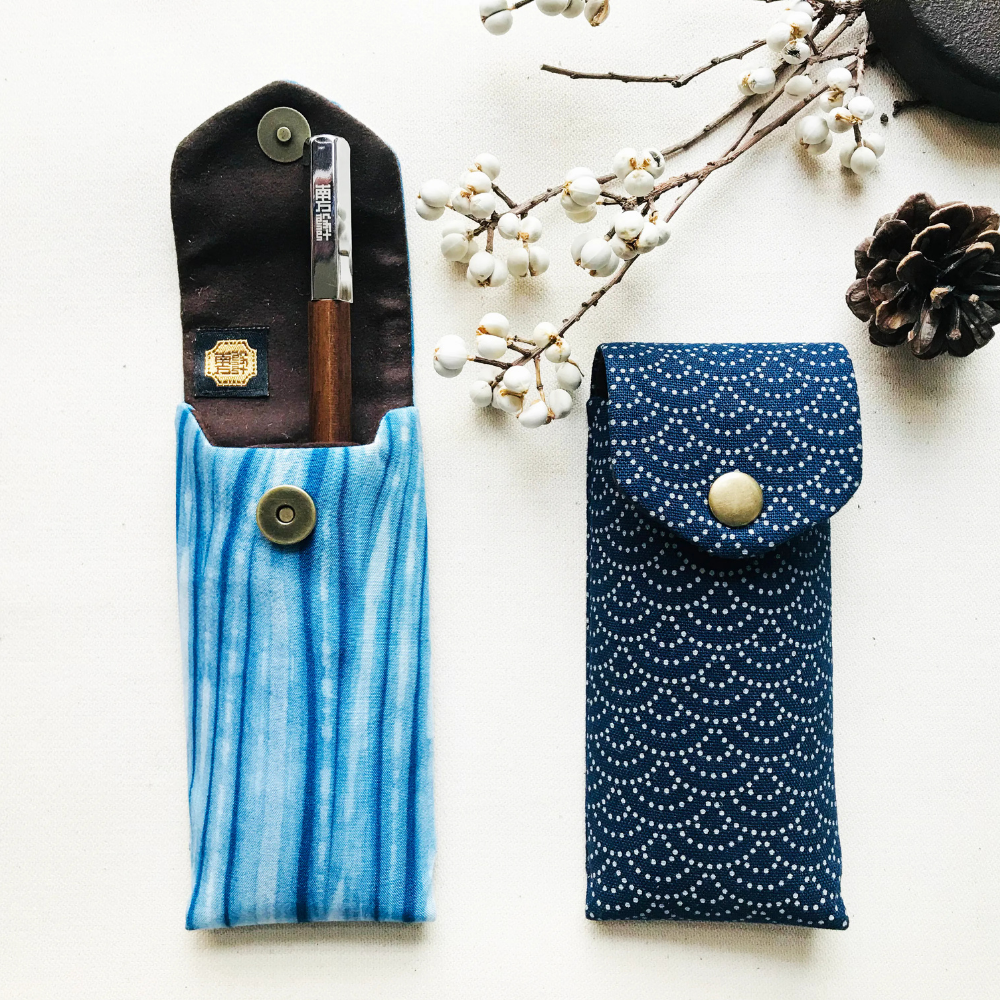 Kyoku Haku Seigaiha Pen Case for 2 Writing Instruments