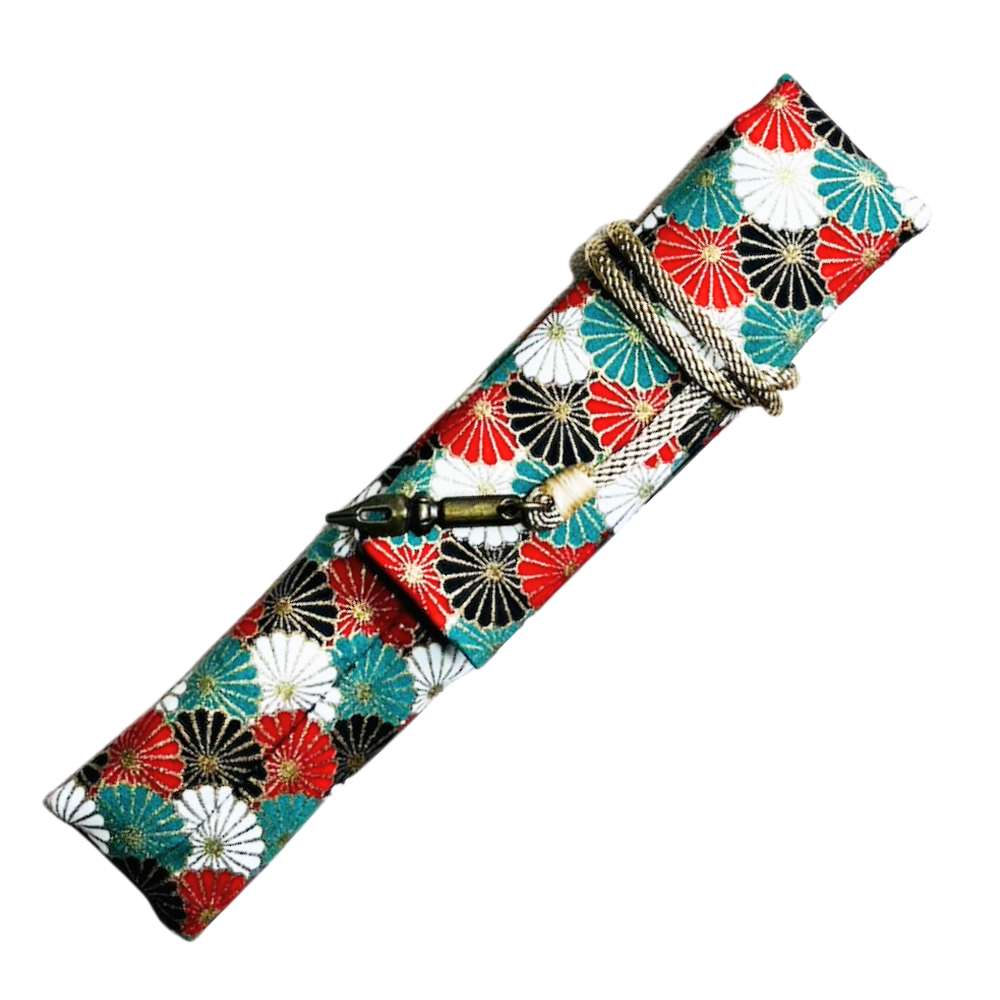 Kyoku haku Japanese kiku pattern red Pen Sleeve für 1 Schreibgerät