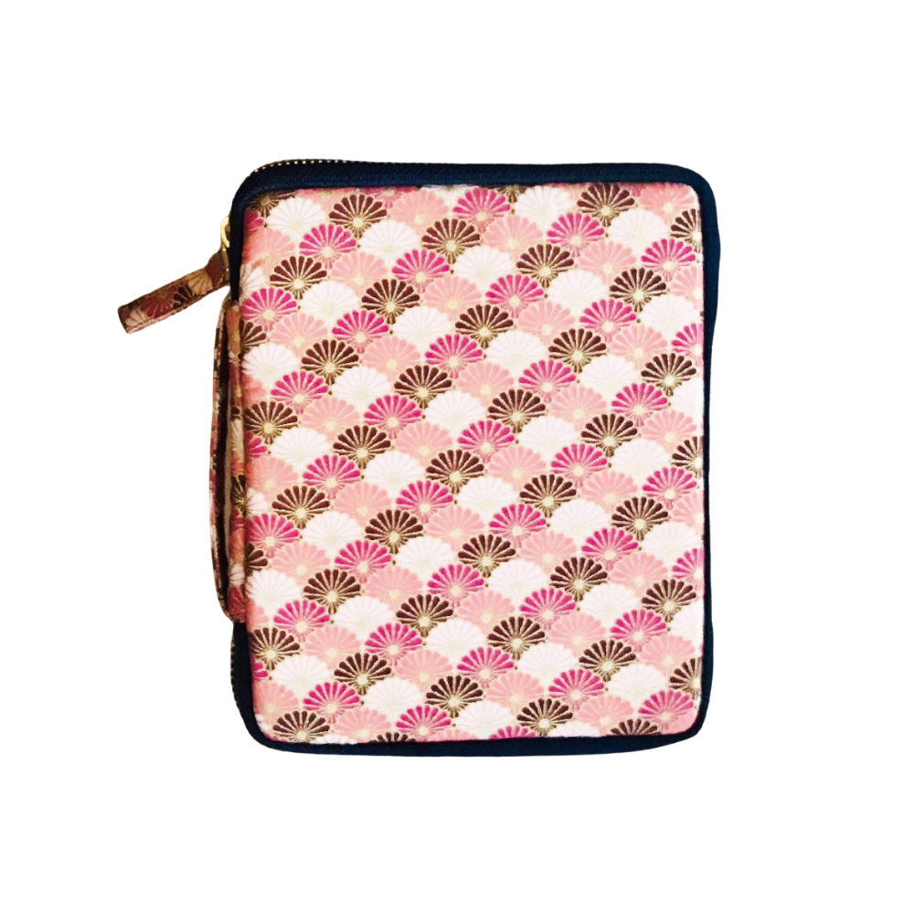 Kyoku haku Seigaiha pink Zippered Pen Case für 10 Schreibgeräte