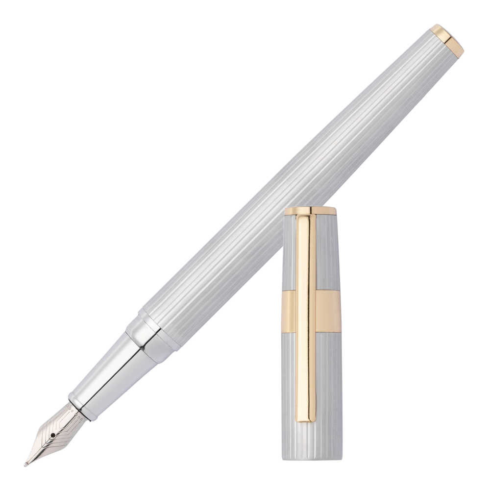 Hugo Boss Gear Pinstripe Silver / Gold Füllfederhalter