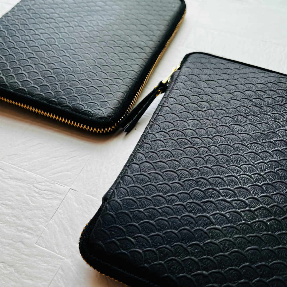 Kyoku haku Chrome Leather Zippered Pen Case für 5 Schreibgeräte