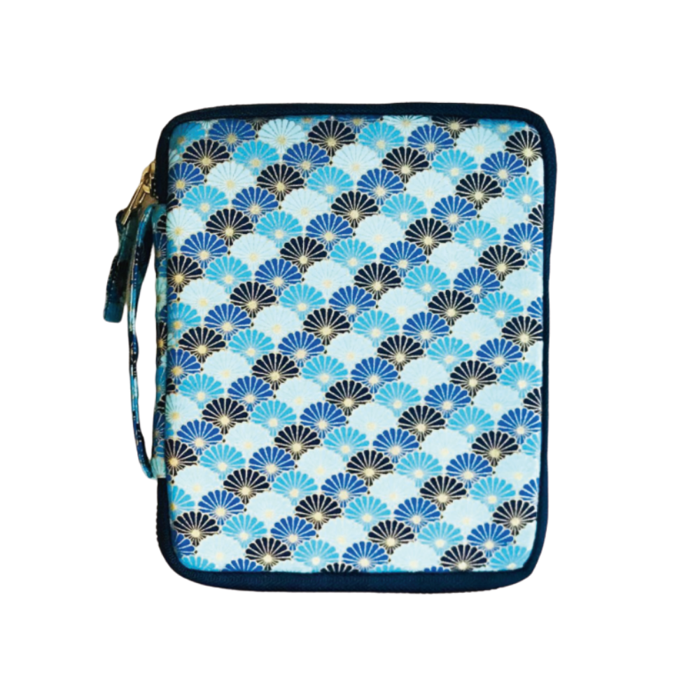 Kyoku haku Seigaiha blue Zippered Pen Case für 10 Schreibgeräte