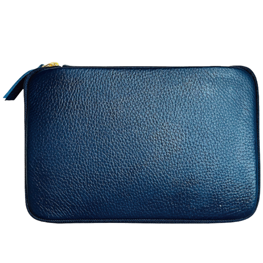 Kyoku haku Leather blue Zippered Pen Case für 10 Schreibgeräte