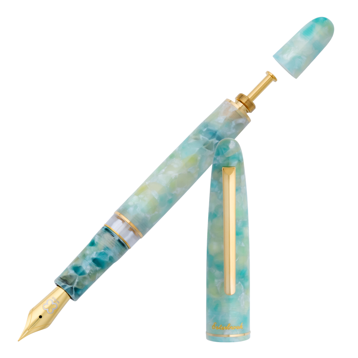 Esterbrook Estie Sea Glass Gold Trim Button Piston Fountain Pen