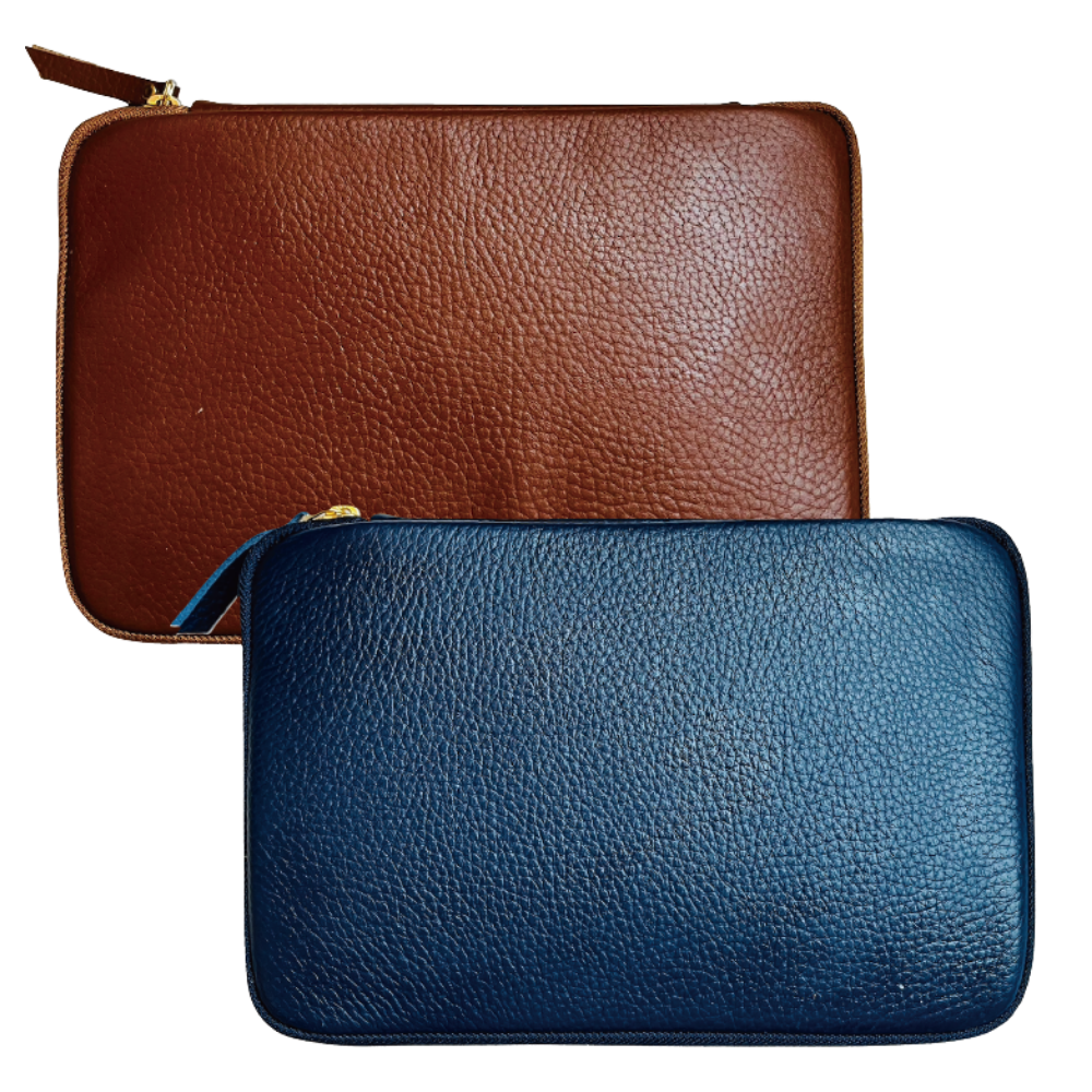 Kyoku haku Leather blue Zippered Pen Case für 10 Schreibgeräte