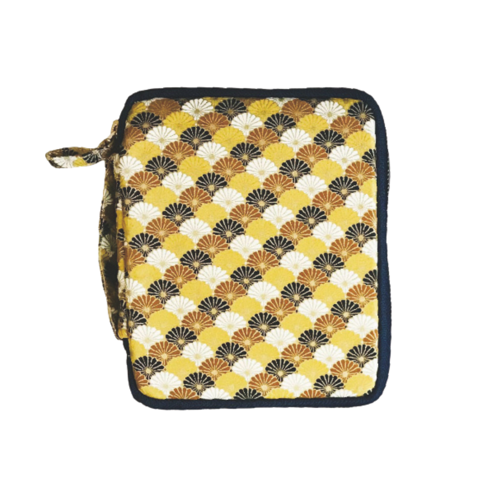 Kyoku haku Seigaiha yellow Zippered Pen Case für 10 Schreibgeräte