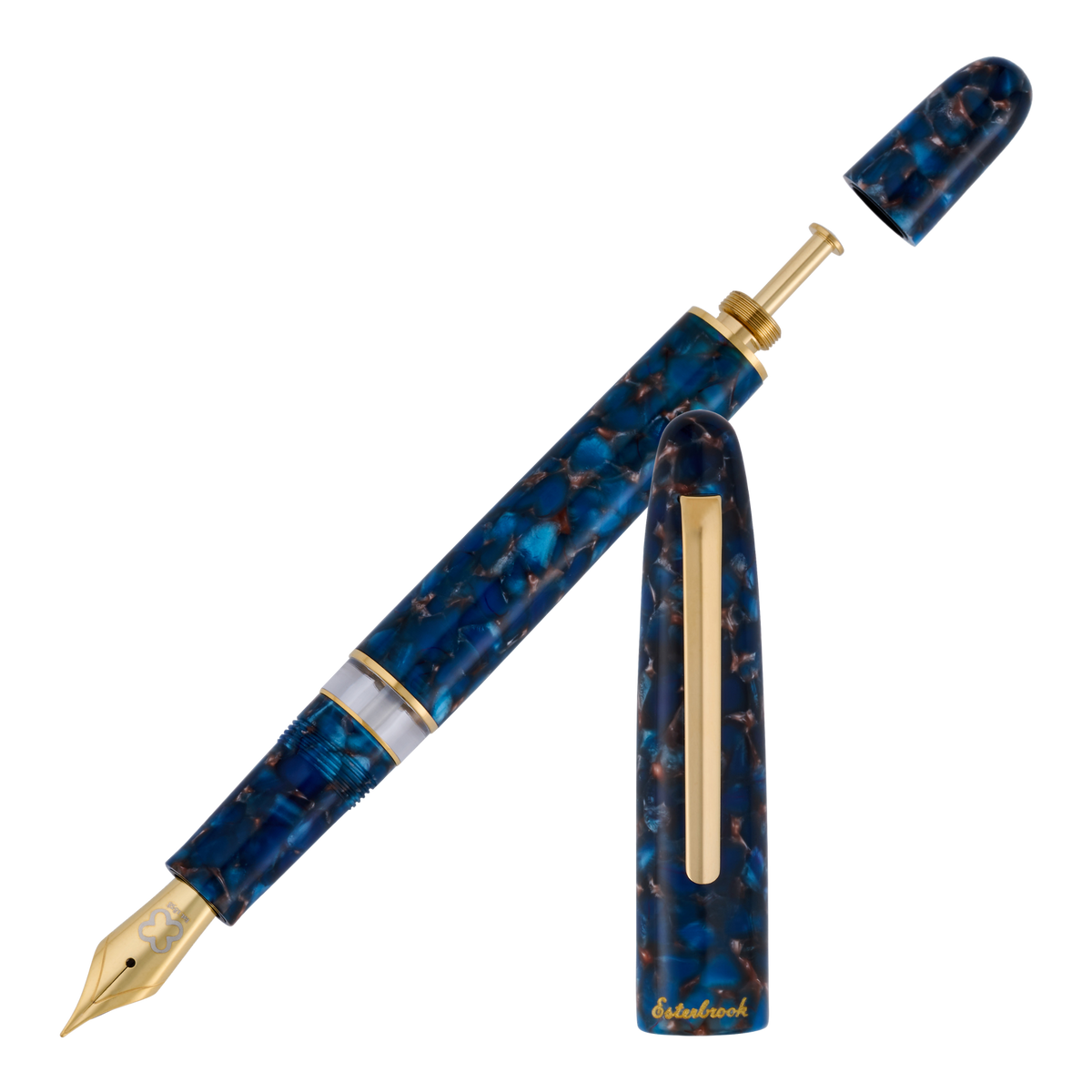 Esterbrook Estie Nouveau Bleu Gold Trim Button Piston Fountain Pen