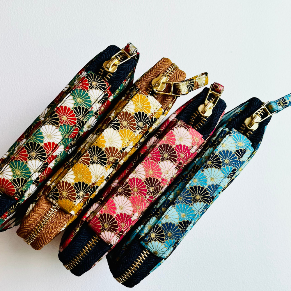 Kyoku haku Seigaiha blue Zippered Pen Case für 10 Schreibgeräte