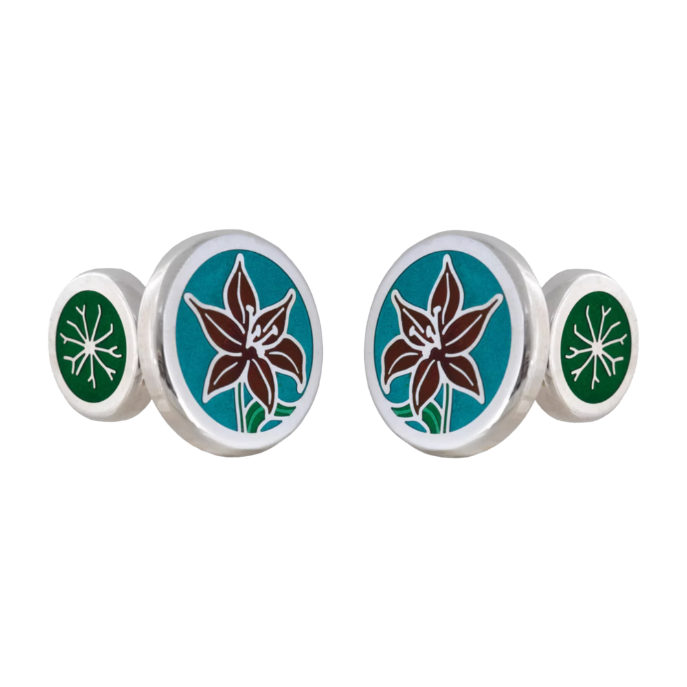 David Oscarson – Lilies Cufflinks - Teal