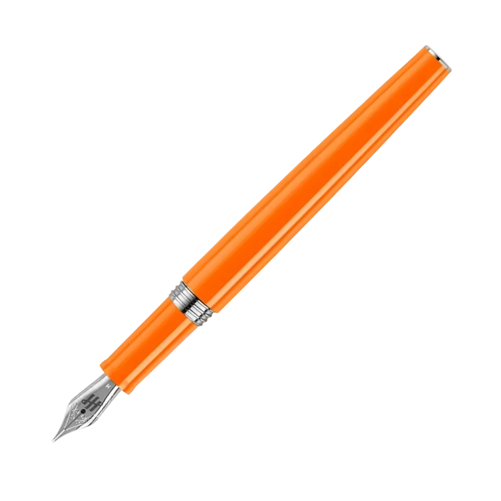 Armonia Fountain Pen in Orange, highlighting its modern design and precision nib.