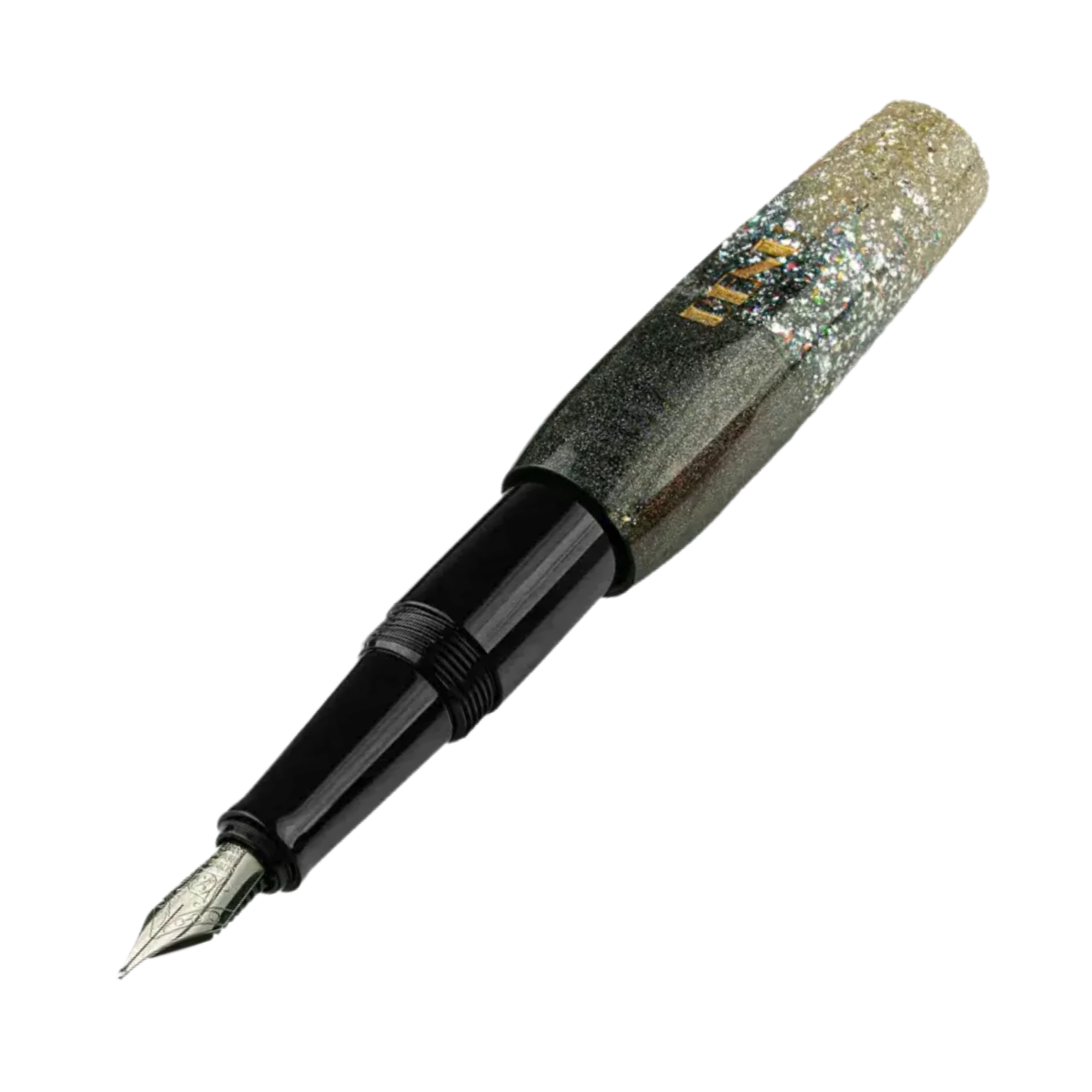 Benu Pixie Metallic Dust Füllfederhalter aus rauchschwarzem und bronzefarbenem Resin mit Gold, Kupfer und Silber Metallicglanz im kompakten Miniaturformat