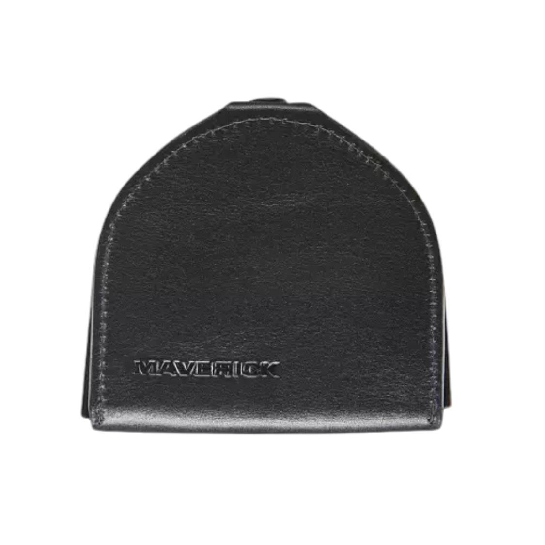 Maverick Leder Wallet in Schwarz mit RFID-Schutz, kompakte Hufeisenform für Münzen.
