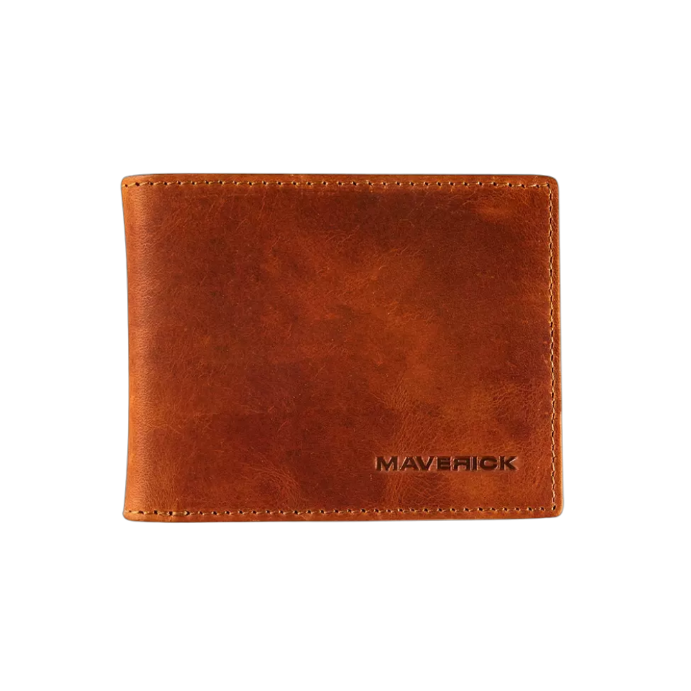 "Maverick Leder-Geldbörse, braunes Leder, geschlossen"