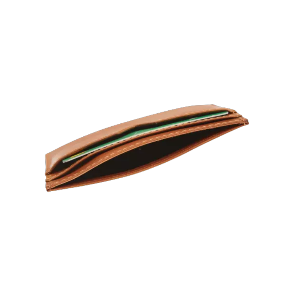 Open view of Maverick New Men Leather RFID card holder showing the inner compartment.