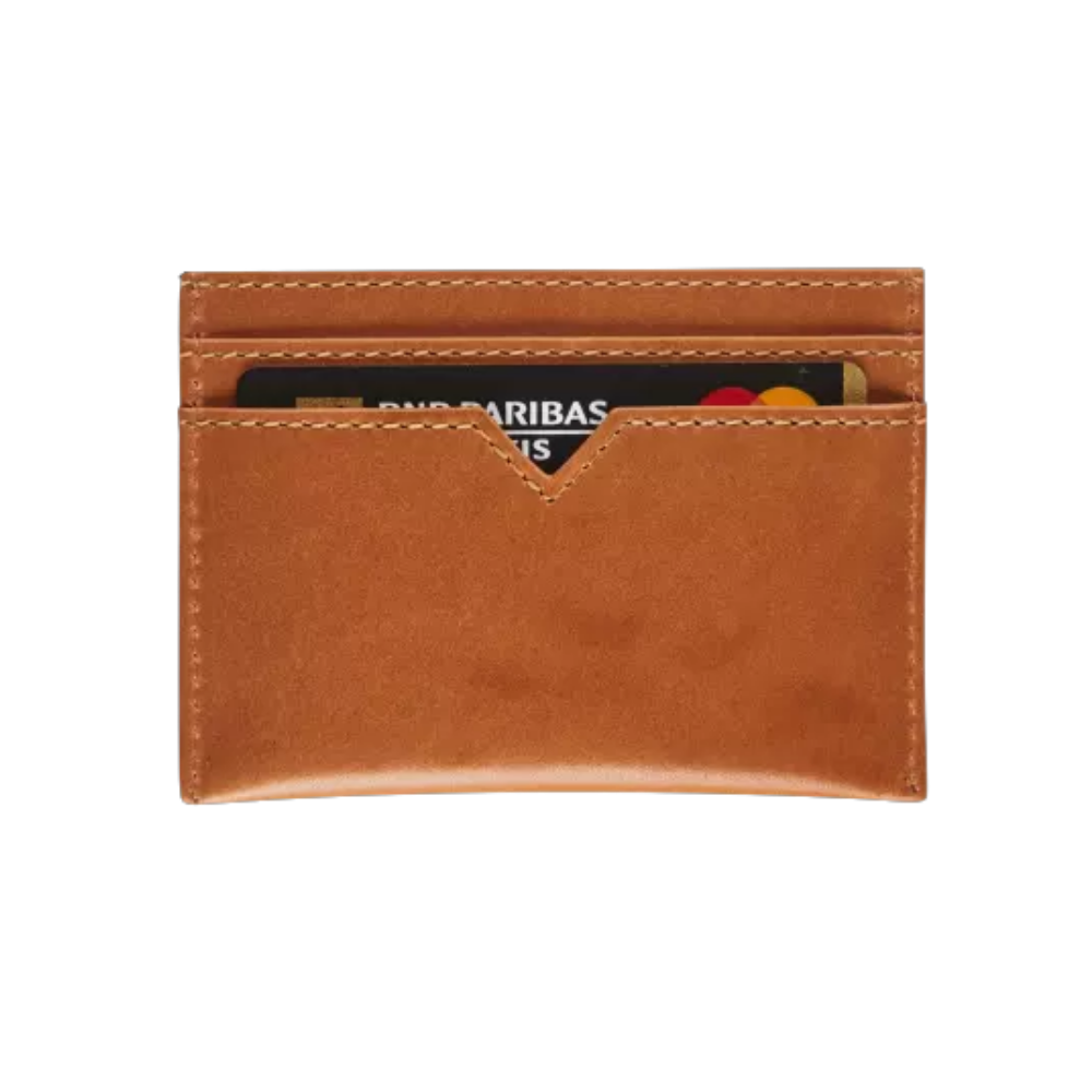 Back view of Maverick New Men Leather RFID card holder with embossed brand logo.