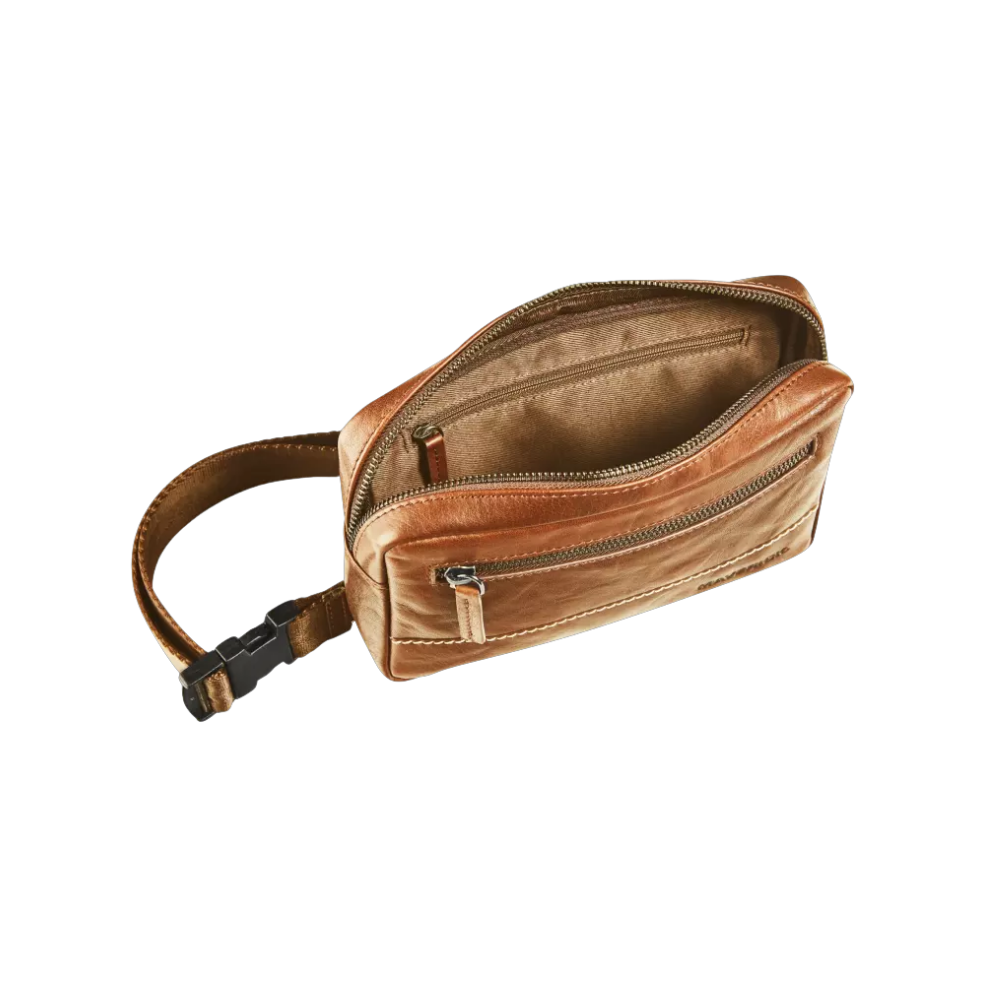 Maverick Rough Gear Leather Crossbody Bag - Cognac