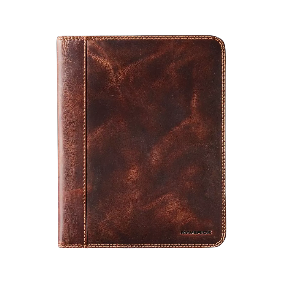 "Maverick Leder-Organizer geschlossen, braunes Leder"