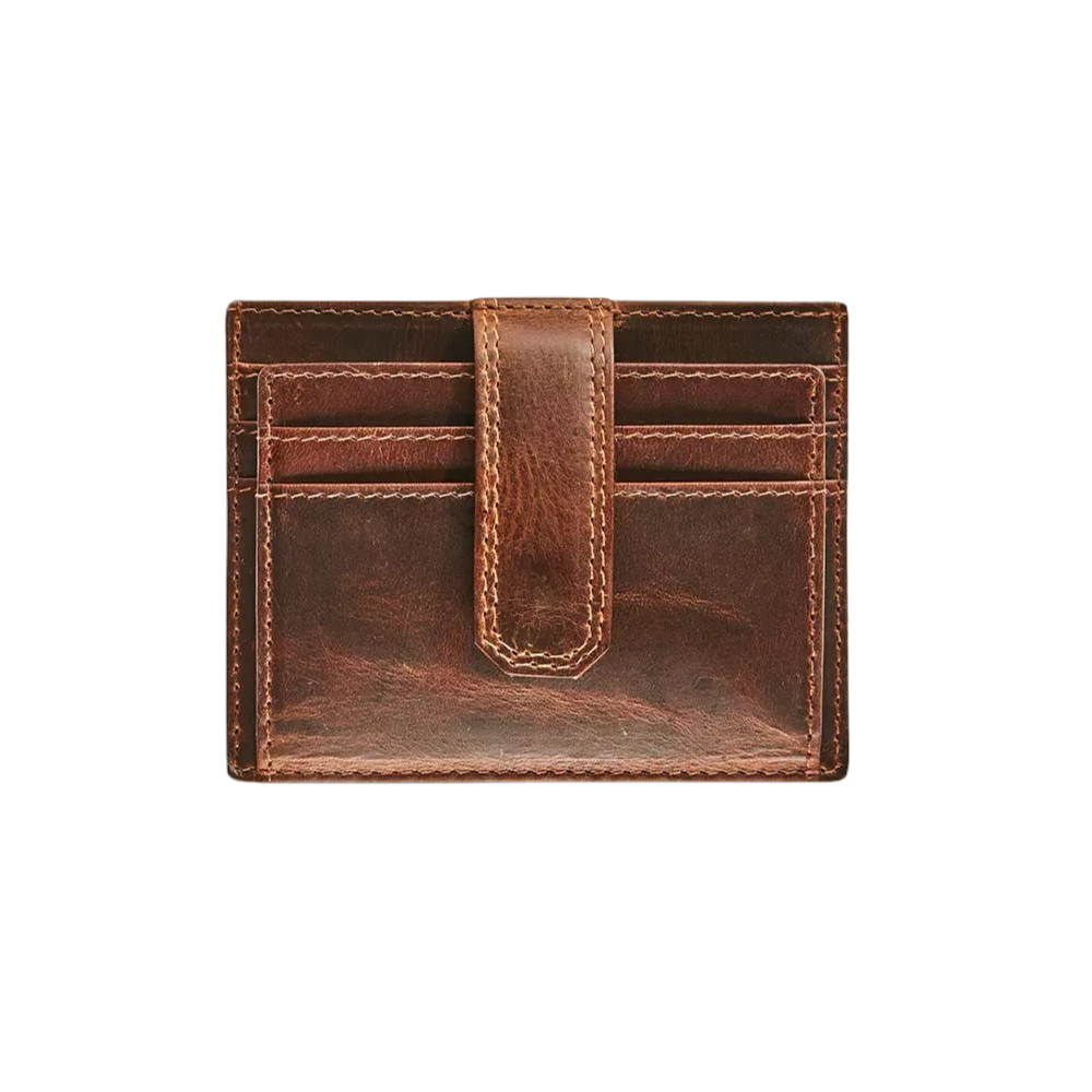 "Maverick Leder-Kartenetui, braunes Leder, geschlossen mit Riegel"