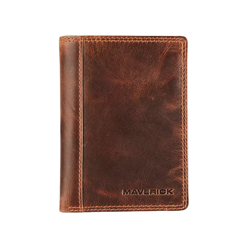 "Maverick Leder-Geldbörse, braunes Leder, geschlossen"
