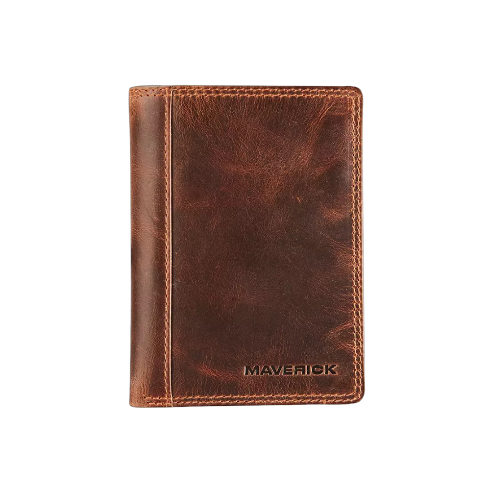 "Maverick Leder-Geldbörse, braunes Leder, geschlossen"