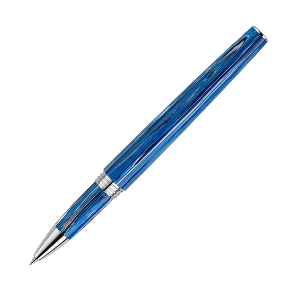 Montegrappa Armonia Adriatic Sea Rollerball Pen displayed in its standard packaging, highlighting the sleek design and quality craftsmanship.