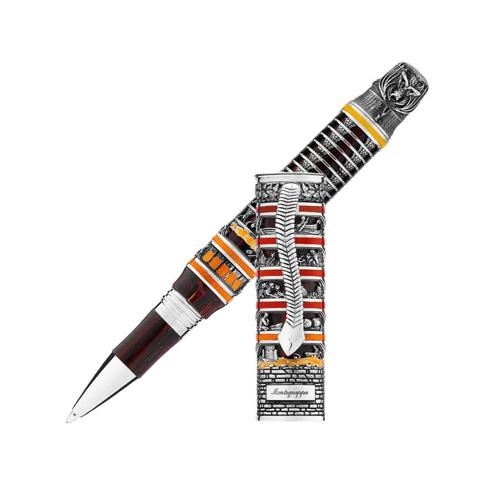 Montegrappa Dante Alighieri - Inferno Rollerball mit kunstvollem Design aus Montegrappite Artisanal Resin und Sterlingsilber.