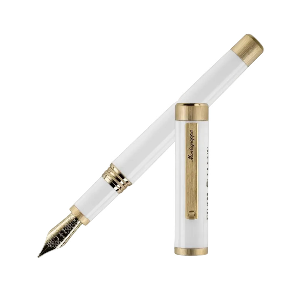 Montegrappa Day Zero Yellow Gold IP Füllfederhalter with gold-plated trim and stainless steel nib.