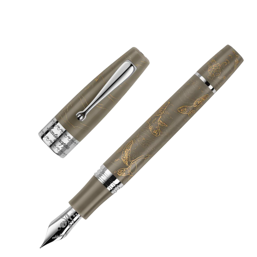 Side view of the Montegrappa Sea Shepherd - Caretta caretta Füllfederhalter with its elegant design and 18k gold nib.