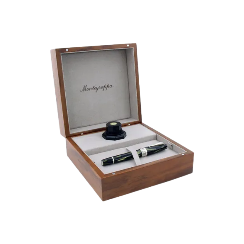 Montegrappa Extra 1930 Bamboo Black Fountain Pen displayed inside a premium gift box.