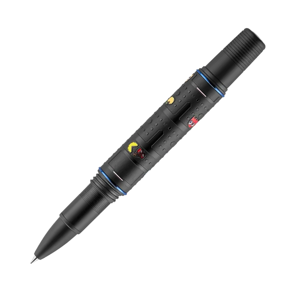Montegrappa PAC-MAN Ghostwriter Rollerball Pen displayed in its premium gift box, emphasizing its unique design and luxury packaging.