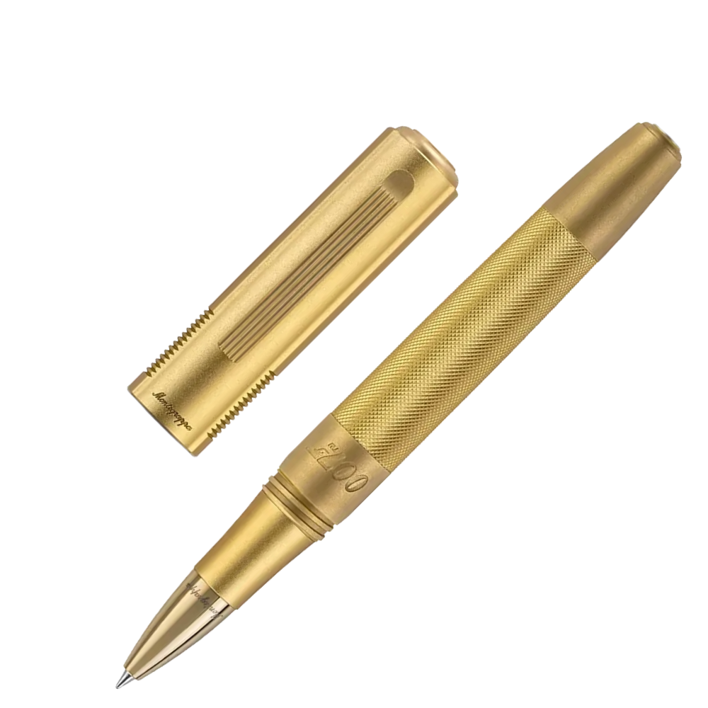 Montegrappa Goldfinger Special Issue Rollerball Pen displayed in its premium gift packaging, highlighting its luxurious design and craftsmanship.