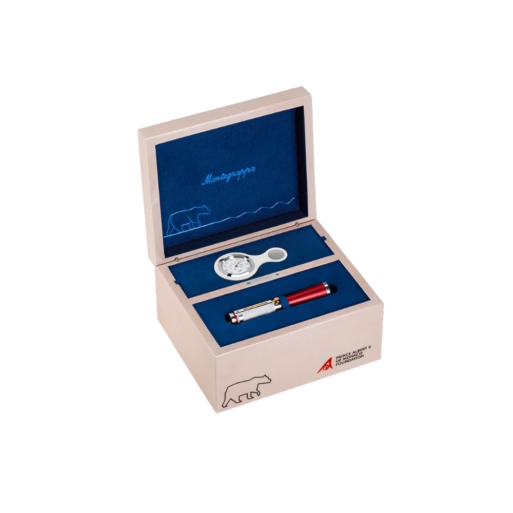 Montegrappa Prince Albert II Life Füllfederhalter, 142 mm, aus Messing, Aluminium und Sterlingsilber mit goldener Feder.