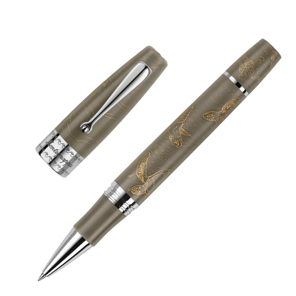 Side view of the Montegrappa Sea Shepherd Rollerball Pen, highlighting its sleek design and eco-conscious materials.