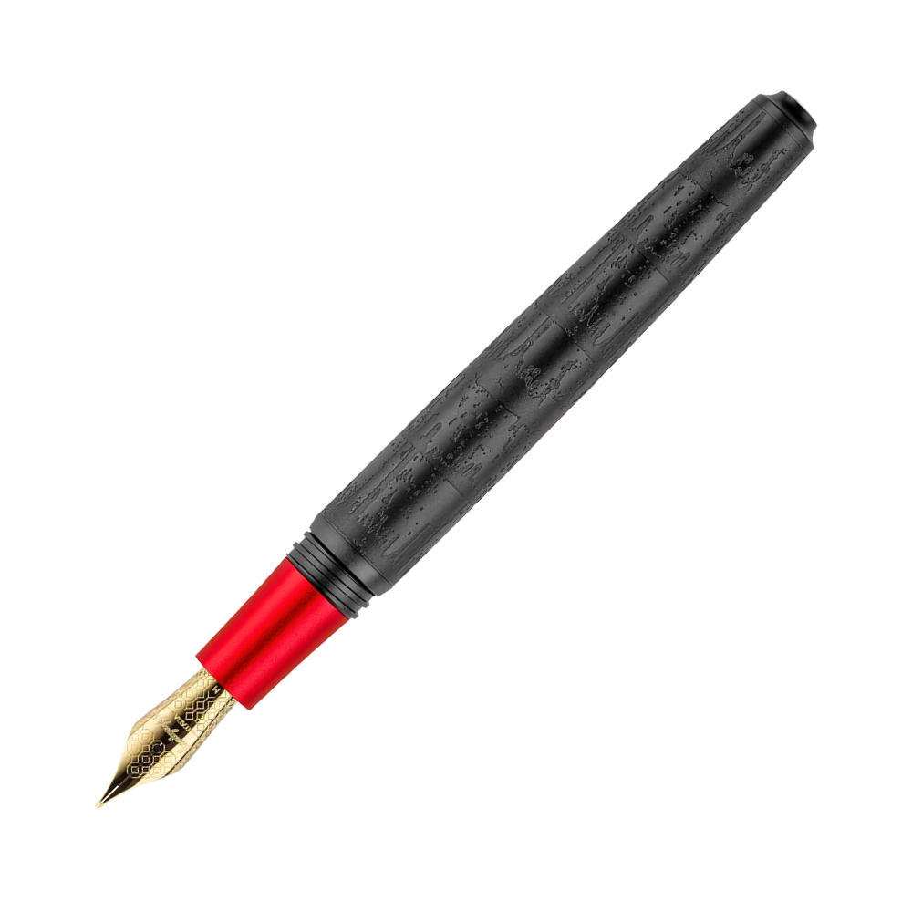 Top view of the Montegrappa Füllfederhalter highlighting its design, with emphasis on the red and black color combination.