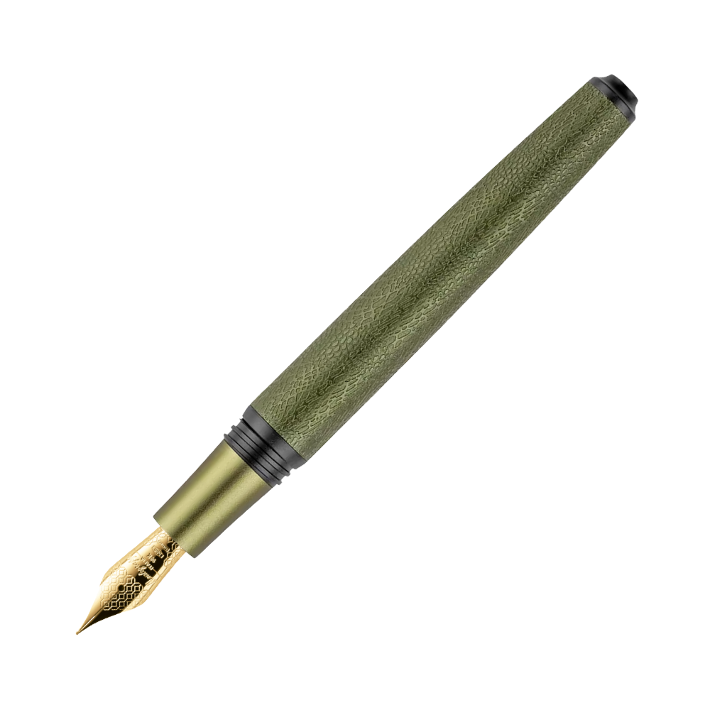 A top-down view of the Montegrappa Füllfederhalter displaying its sleek design and gold nib.