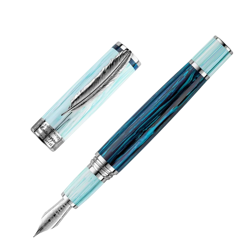 Wild Arctic Füllfederhalter with a vibrant Montegrappite Artisanal Resin barrel and a luxurious stainless steel and gold finish.