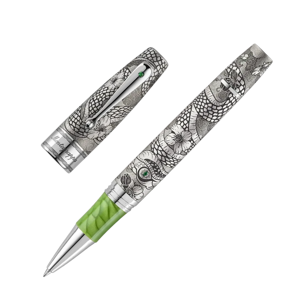 Montegrappa Year of the Snake Rollerball, Resin und Edelsteine kombiniert mit Sterlingsilber-Akzenten und hochwertigem Rollersystem.