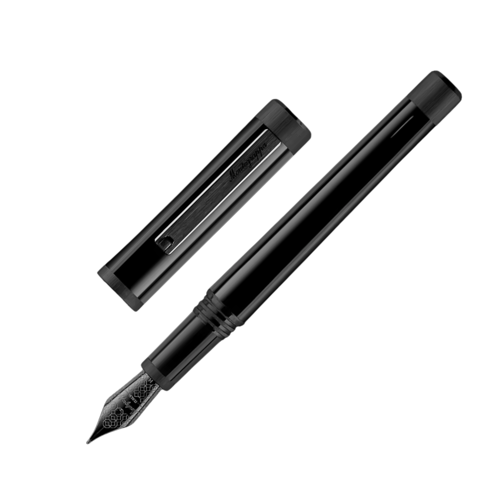 Montegrappa Zero Ultra Black IP fountain pen packaging with a minimalistic design