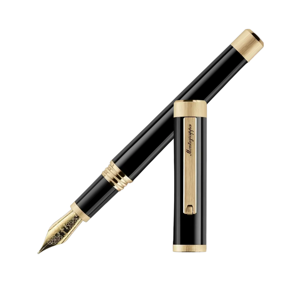 Montegrappa Zero Yellow Gold IP fountain pen with stainless steel nib and resin body