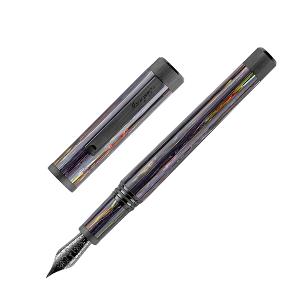 Montegrappa Zero Zodiac Aquarius Ultra Black Füllfederhalter - Nib and Cap