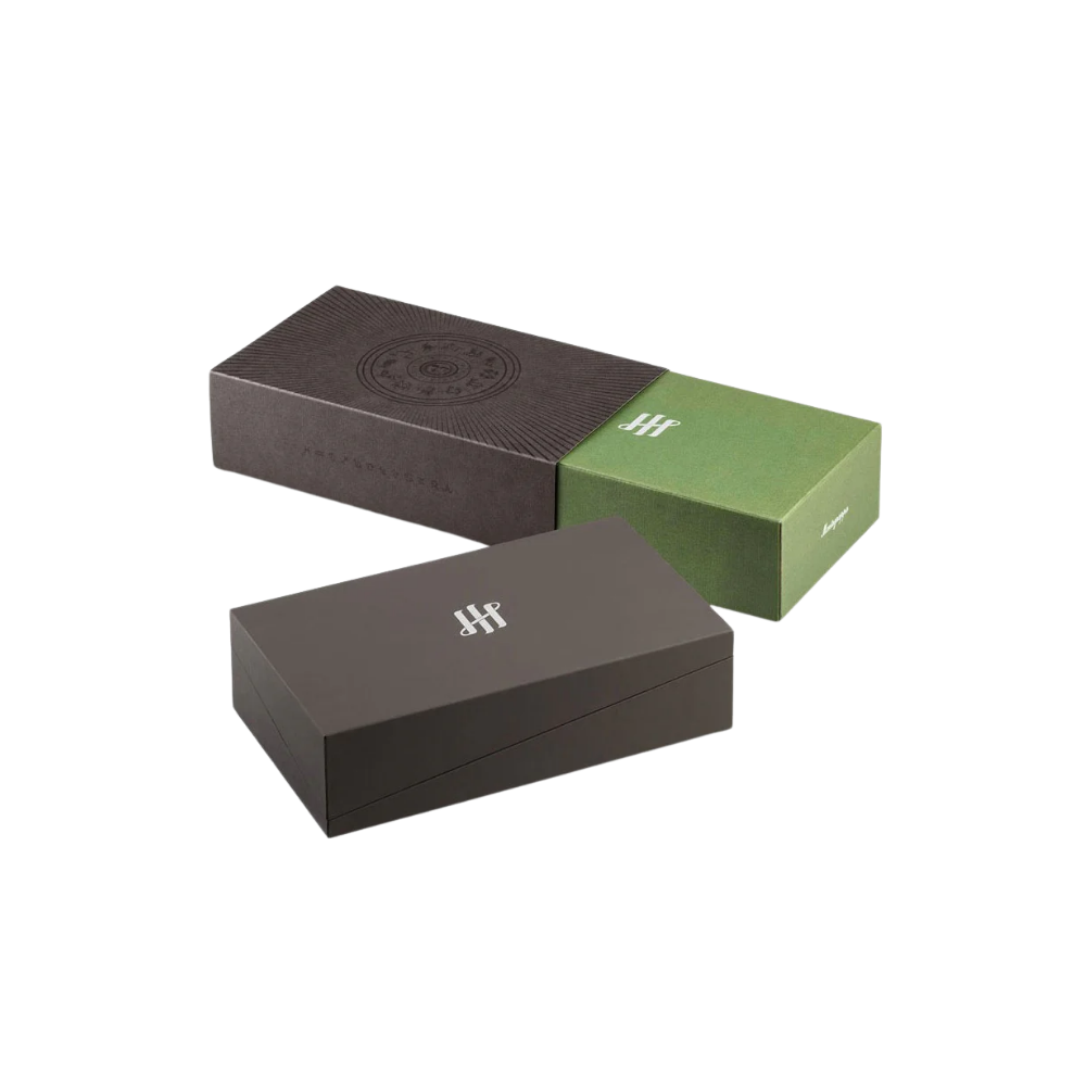 Montegrappa Zero Zodiac Taurus Palladium IP Steel Fountain Pen displayed inside a premium gift box.