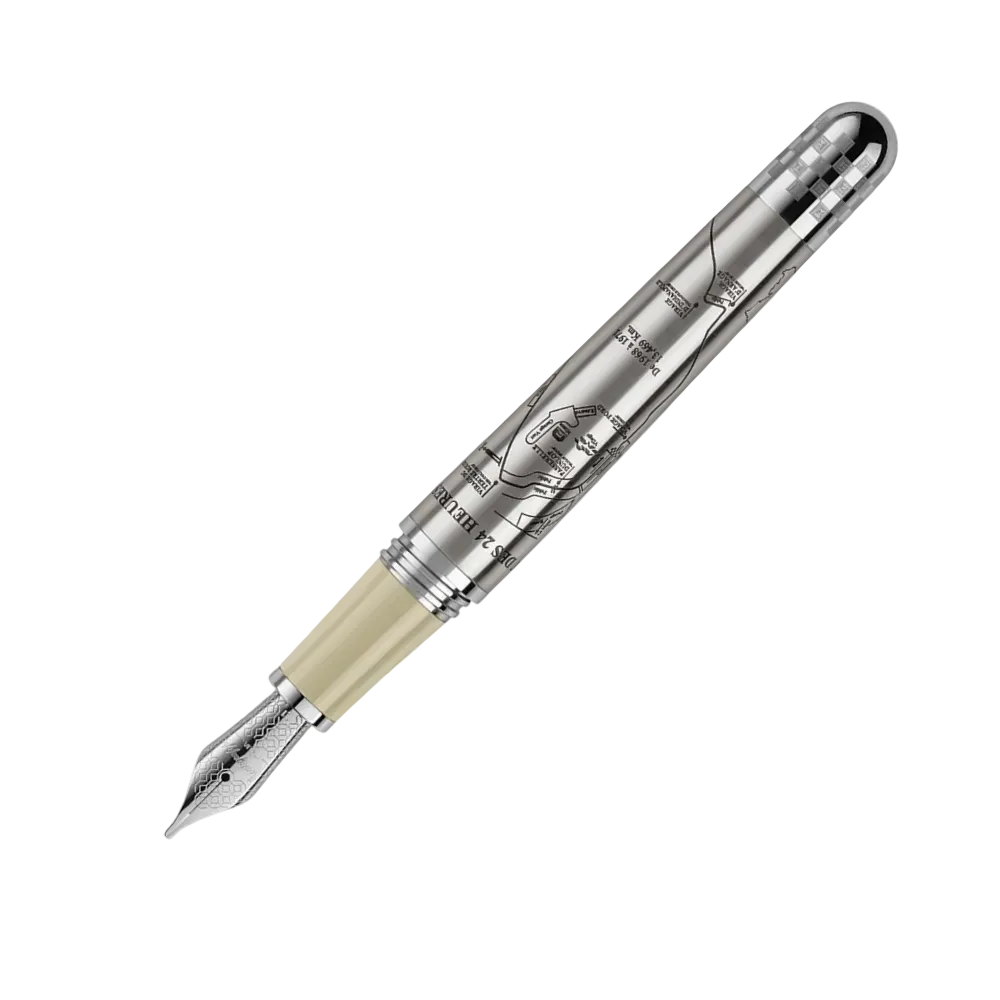 Montegrappa fountain pen with sleek design and decorative accents.