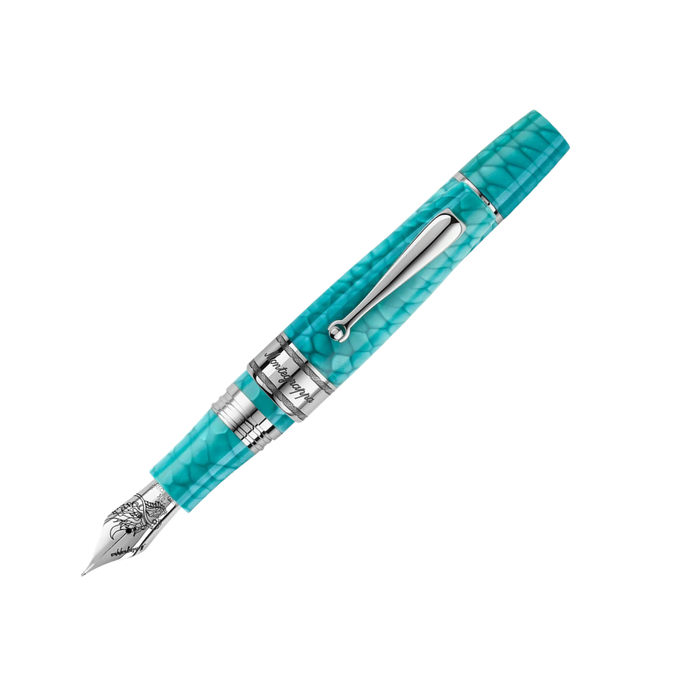 Montegrappa Füllfederhalter with detailed stainless steel accents and 18k gold nib