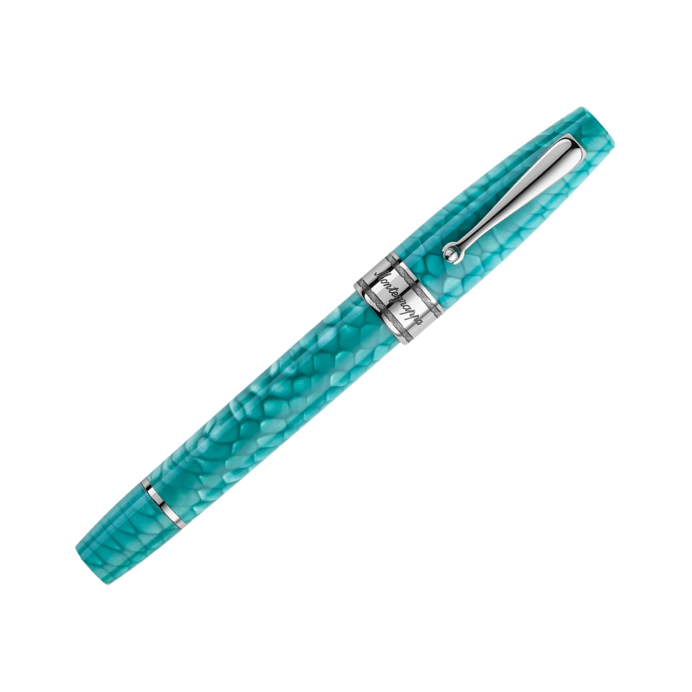 Close-up view of the Montegrappa Regal Year of the Dragon Füllfederhalter in Laguna Blue