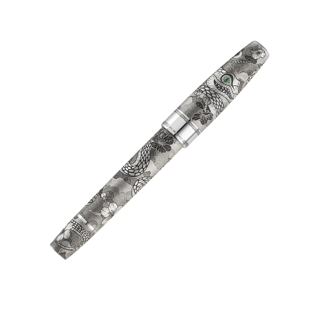 Montegrappa Year of the Snake Luxus-Füllfederhalter mit kunstvollen Gravuren und Edelsteinen