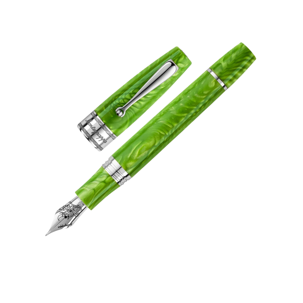 Montegrappa Regal Year of the Dragon Mamba Green pen and its green gift box