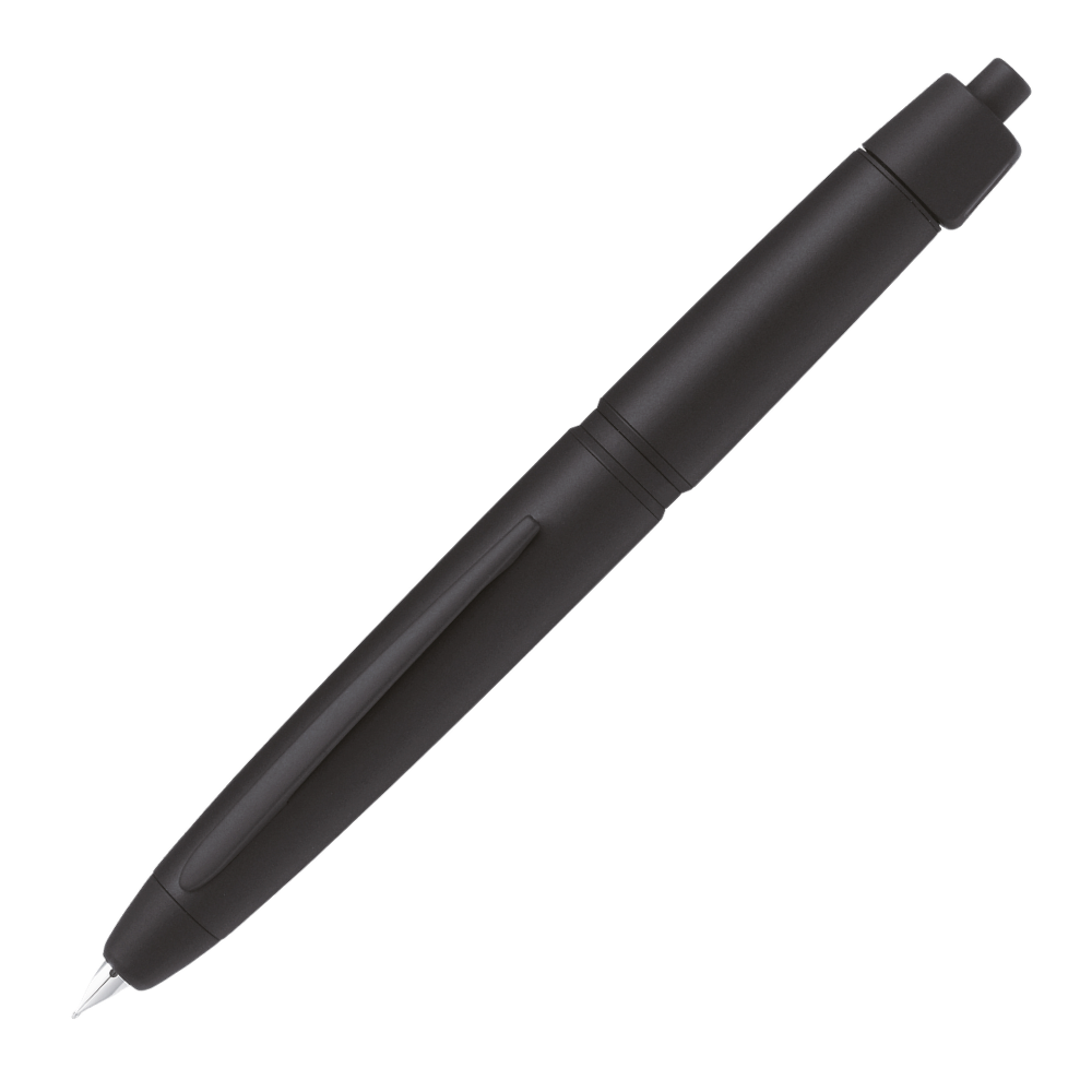 Pilot Capless LS Matte Black Fountain Pen with Rhodium Trim – Sleek and Modern Design