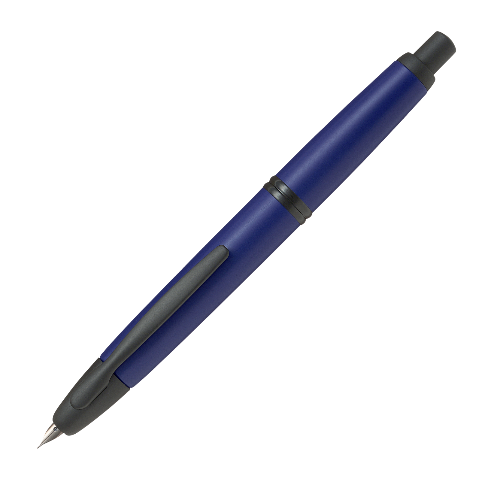 "Pilot Capless Füllfederhalter in Blau mit schwarzem Clip und 18K Goldfeder, eleganter Klickmechanismus für ein modernes Schreiberlebnis"